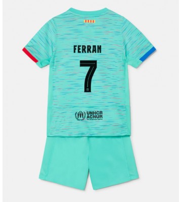 Lacne Dětský Futbalové dres Barcelona Ferran Torres #7 2023-24 Krátky Rukáv - Tretina (+ trenírky)